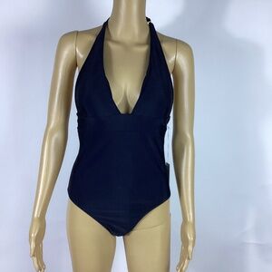 NWT Summersalt The Halter Plunge One Piece Swimsuit Black Size 8